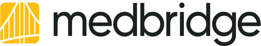 Medbridge logo featuring a stylized yellow and white arch with "medbridge" in lowercase black letters.